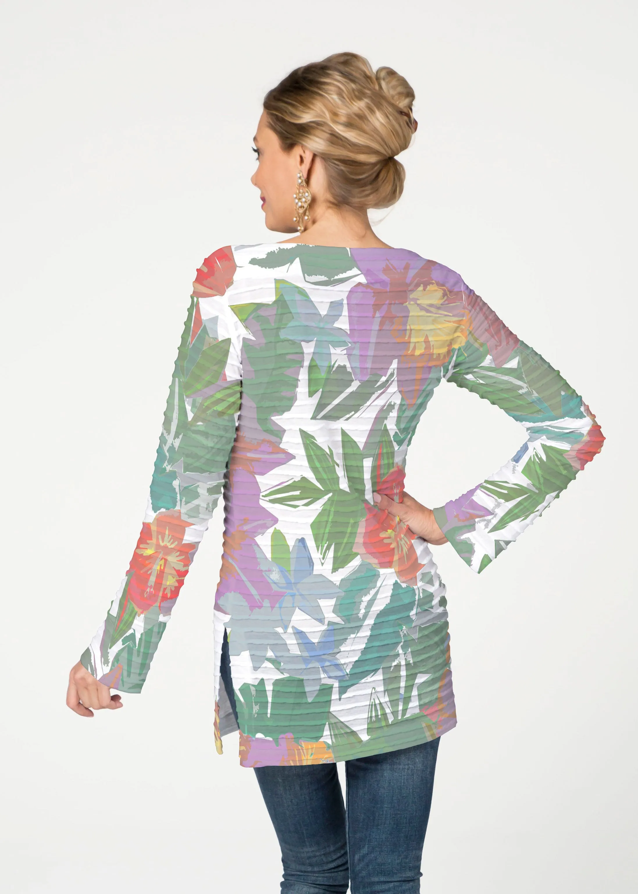 Hibiscus Island (19212) ~ Banded Boatneck Tunic