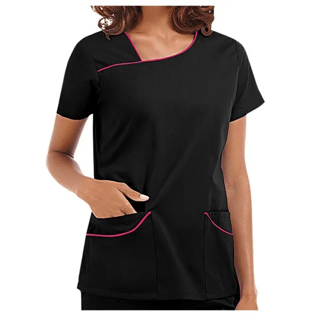 Hot Sales Women's nursing top Short Sleeve V-Neck Pocket Care Workers T-Shirt Tops Nursing Accessories uniformes clinicos mujer