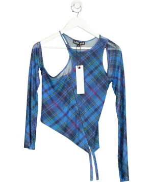 I AM GIA Blue Anafer Plaid Top UK L