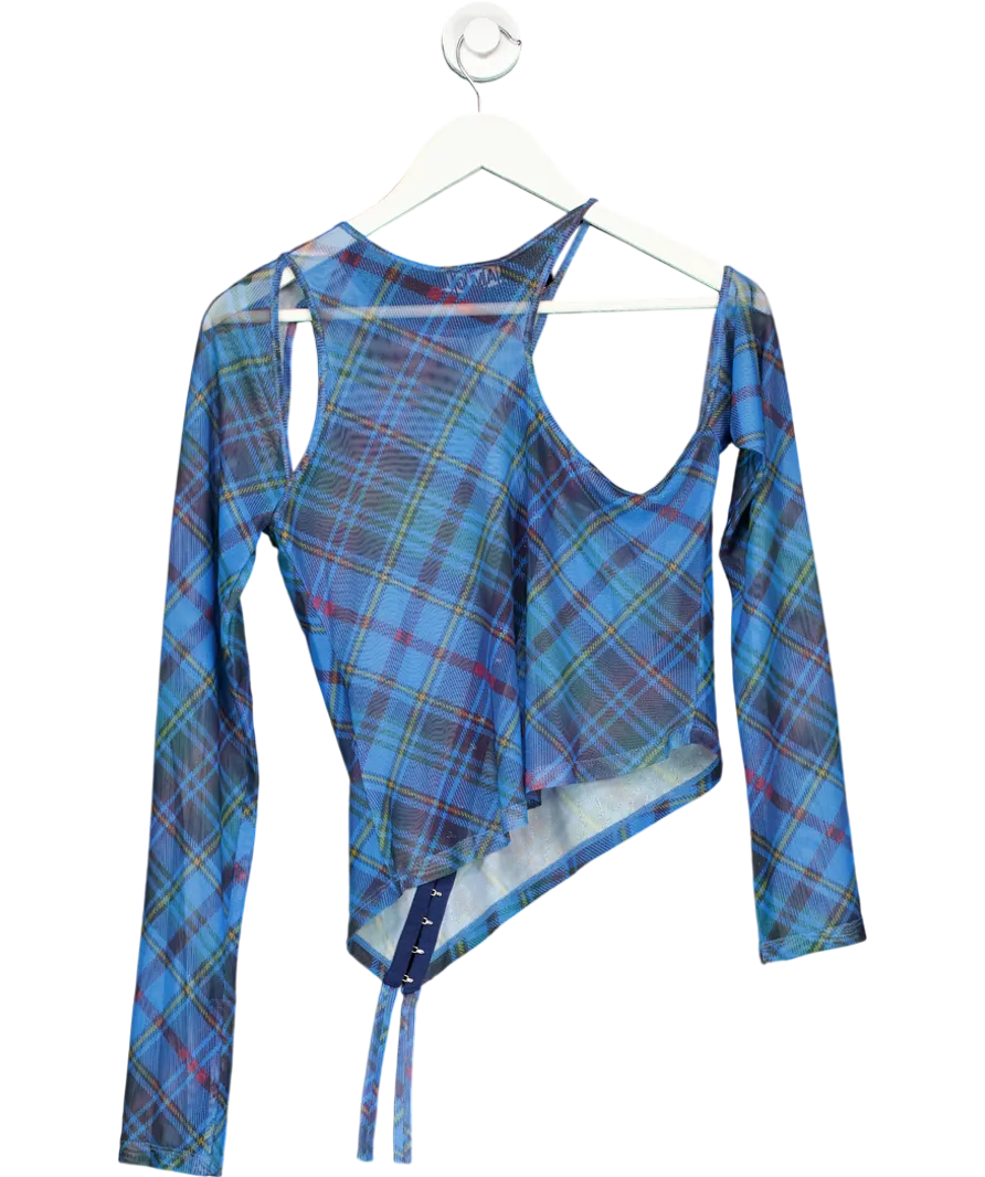 I AM GIA Blue Anafer Plaid Top UK L