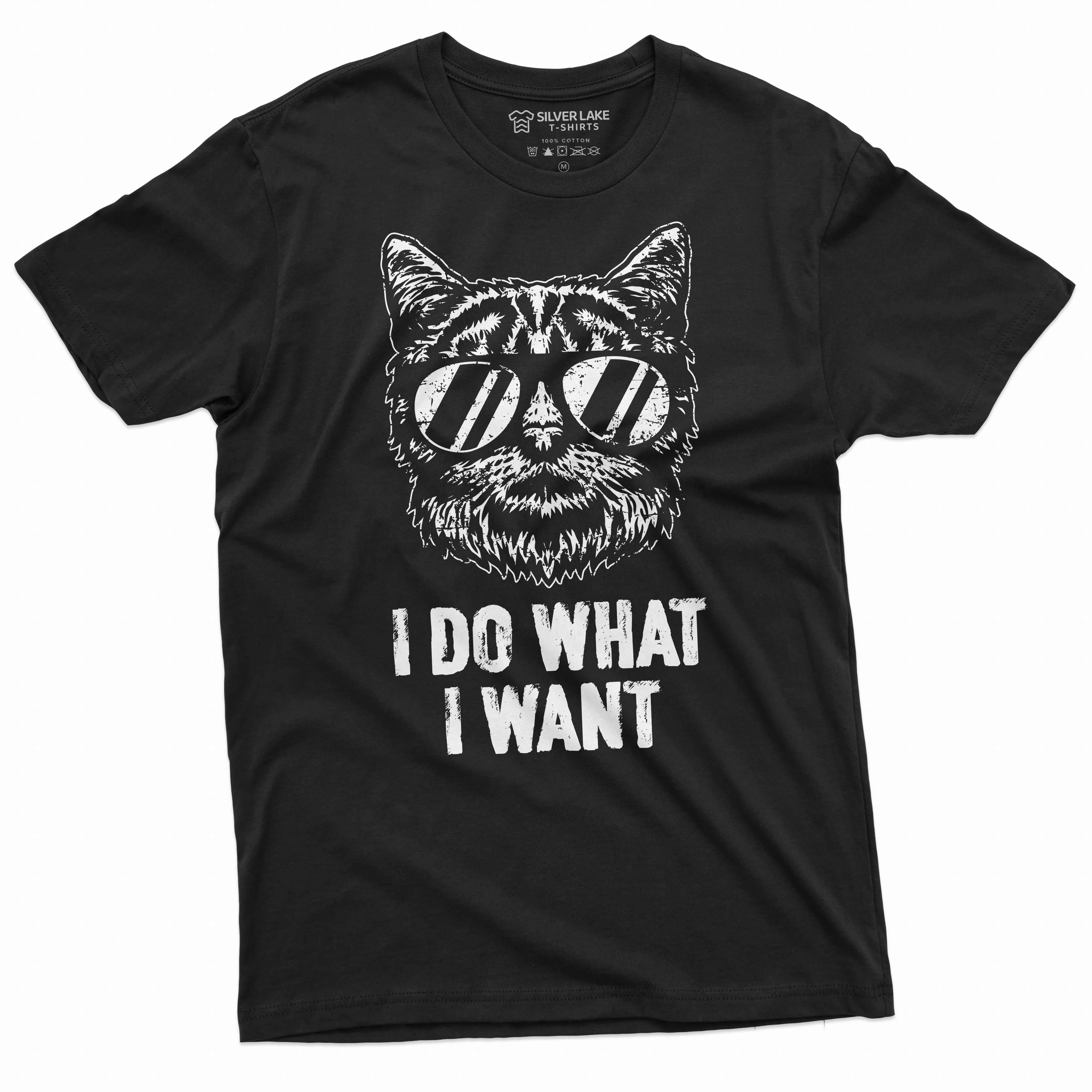 I do what I want cool cat T-shirt Cat with glasses Funny Birthday Gift Tee shirt humorous tee