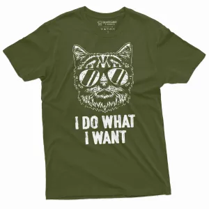 I do what I want cool cat T-shirt Cat with glasses Funny Birthday Gift Tee shirt humorous tee