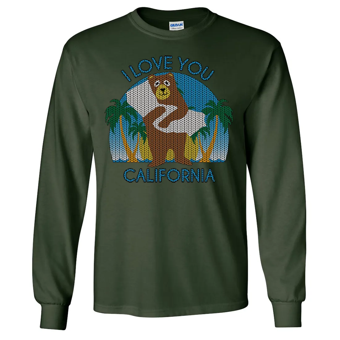 I Love You CA Knit Style Bear Long Sleeve Shirt