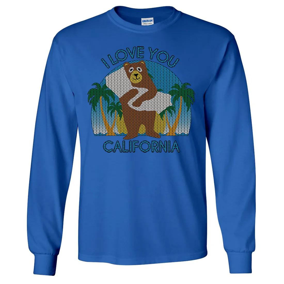 I Love You CA Knit Style Bear Long Sleeve Shirt