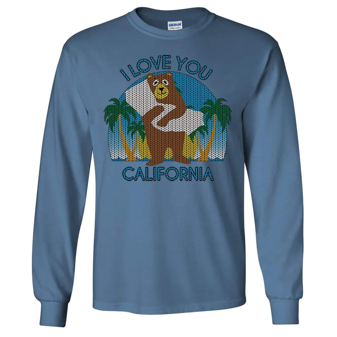 I Love You CA Knit Style Bear Long Sleeve Shirt