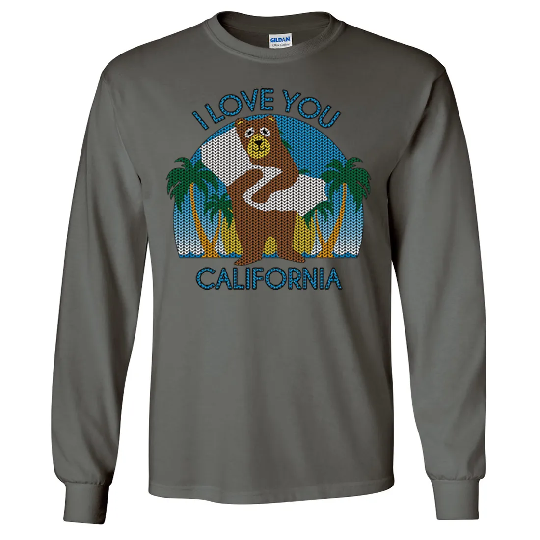 I Love You CA Knit Style Bear Long Sleeve Shirt