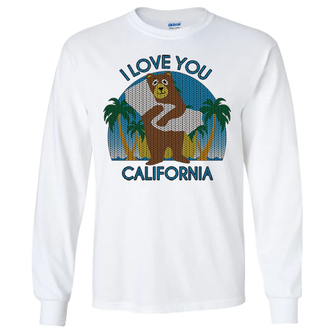 I Love You CA Knit Style Bear Long Sleeve Shirt