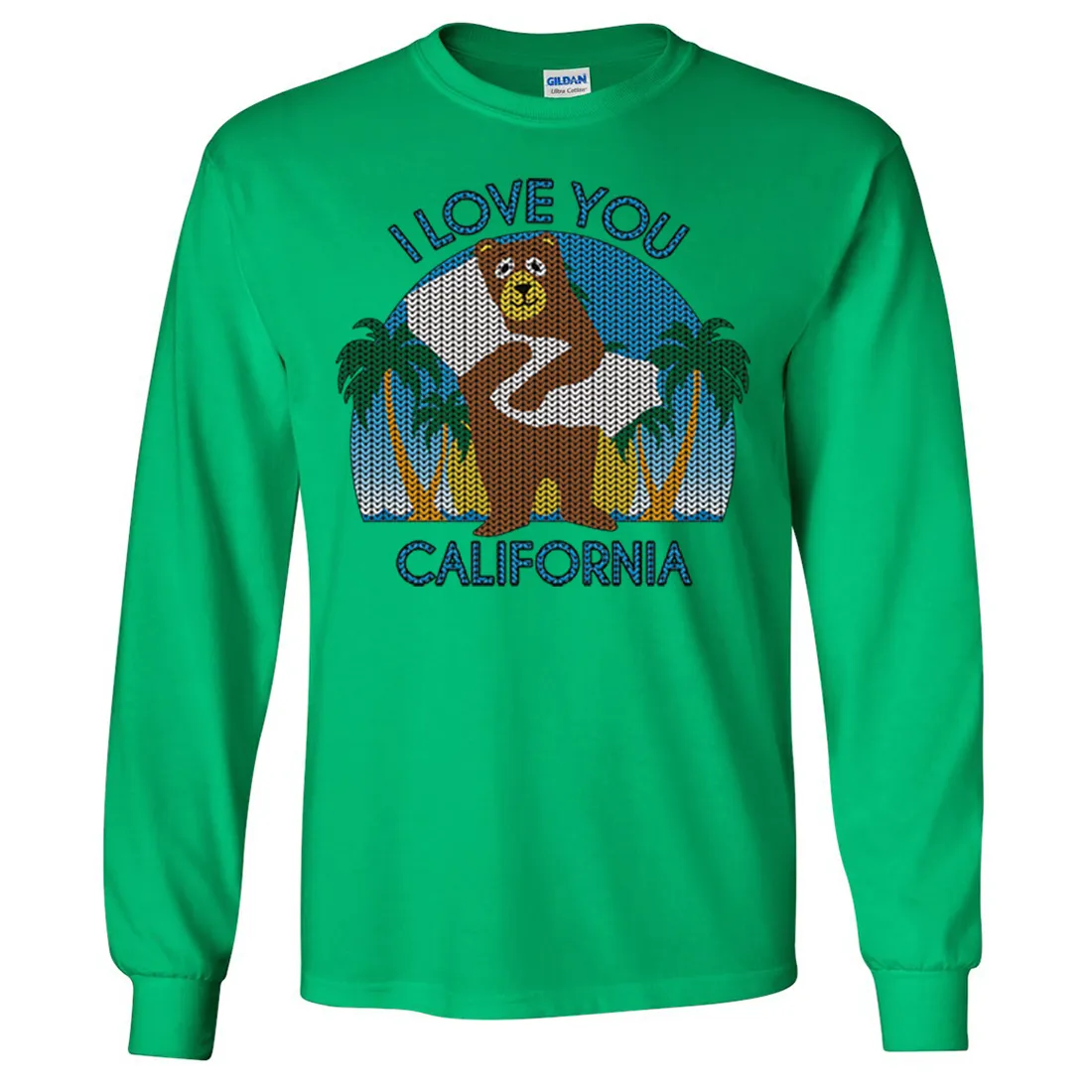 I Love You CA Knit Style Bear Long Sleeve Shirt