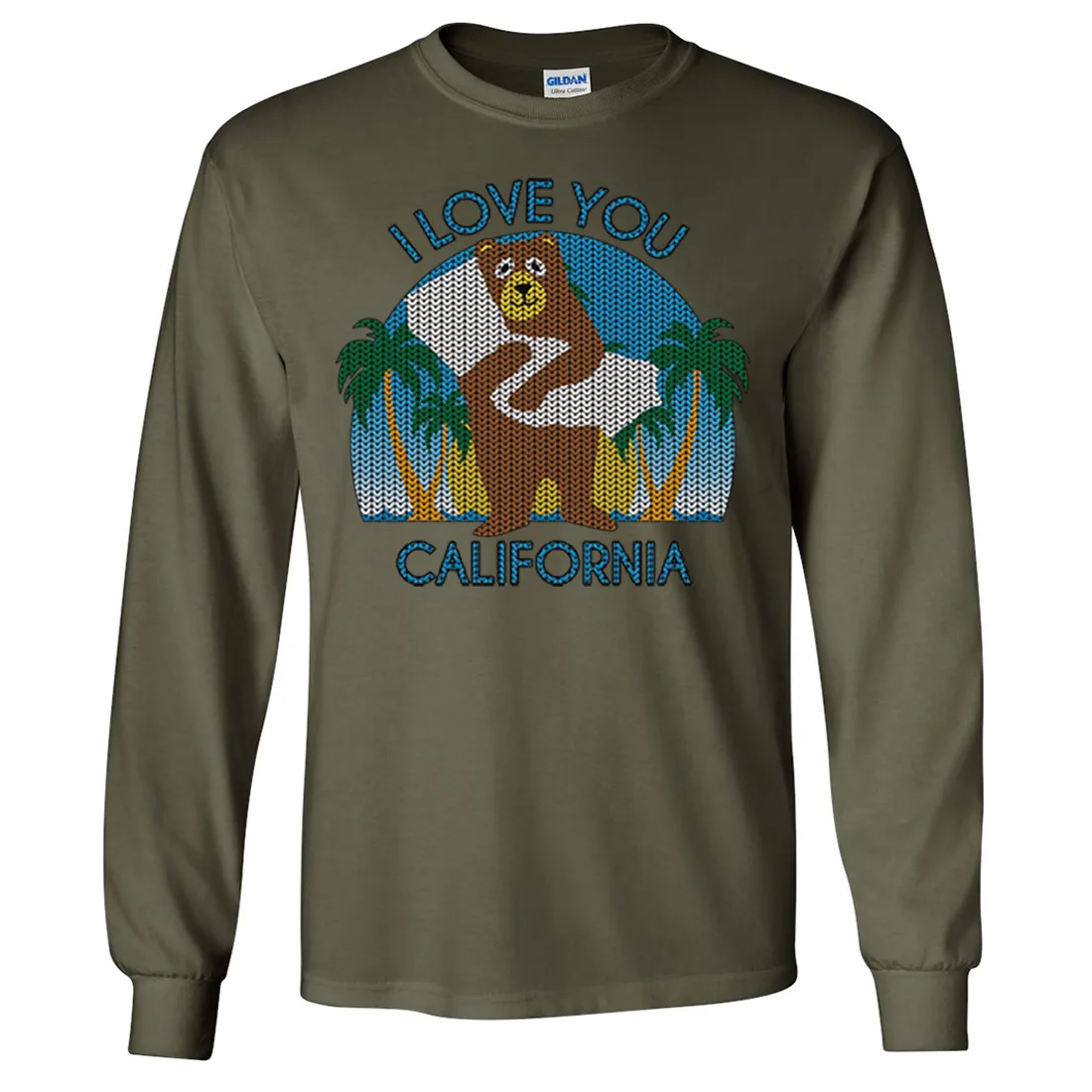 I Love You CA Knit Style Bear Long Sleeve Shirt