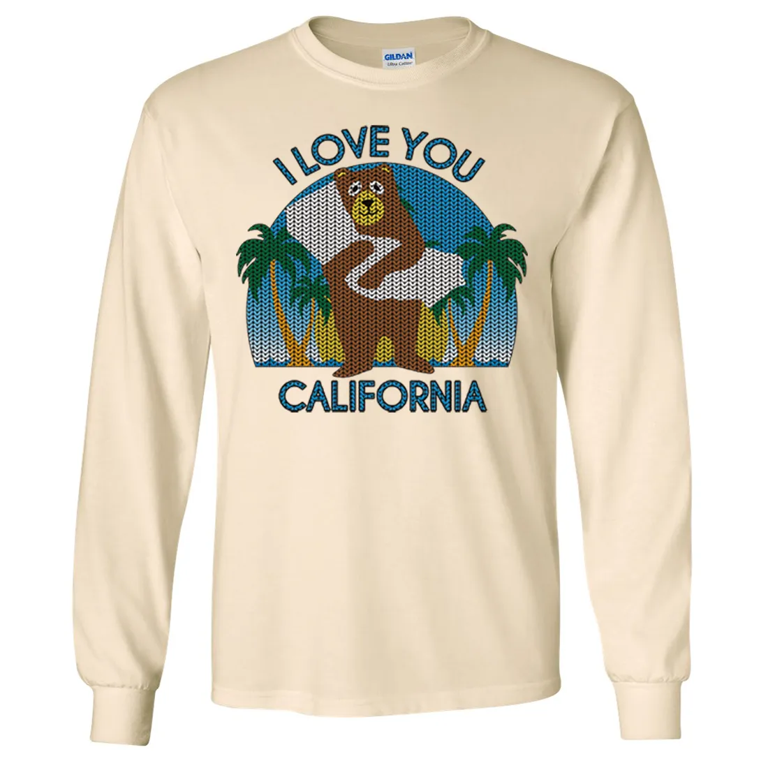I Love You CA Knit Style Bear Long Sleeve Shirt