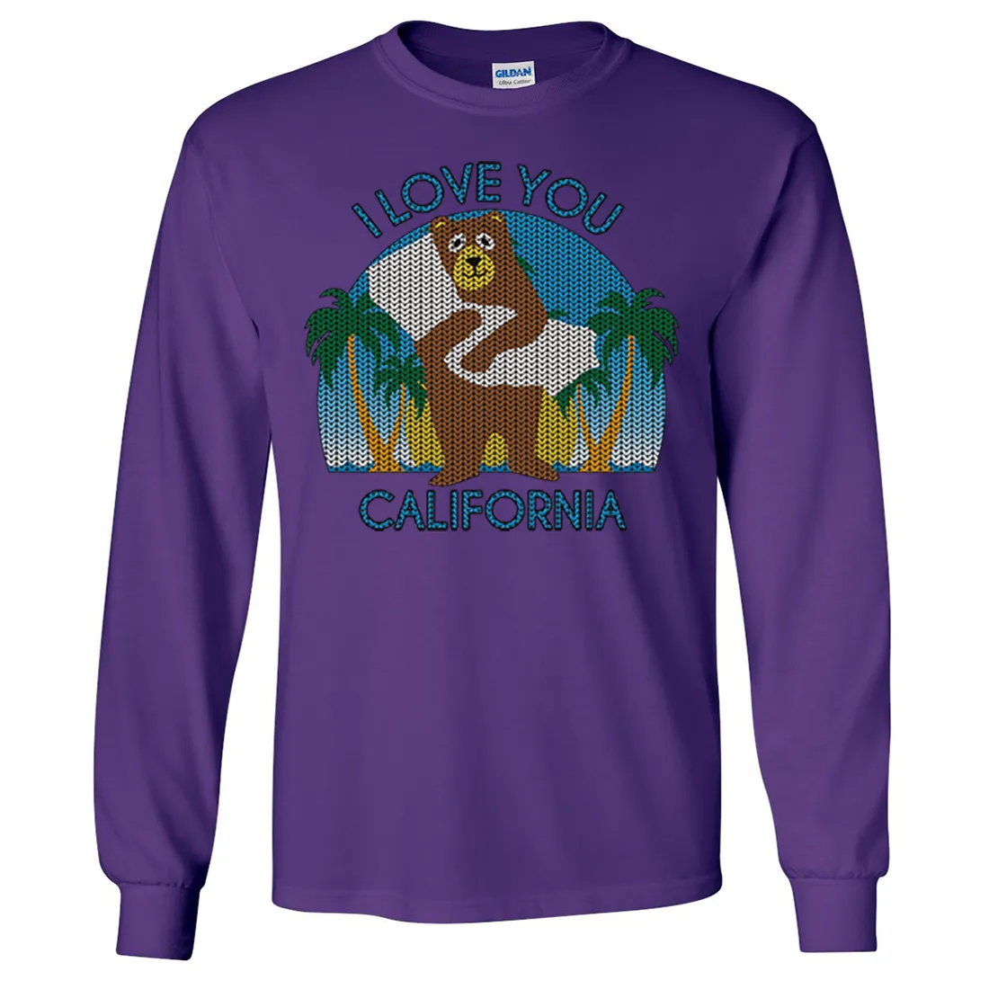 I Love You CA Knit Style Bear Long Sleeve Shirt