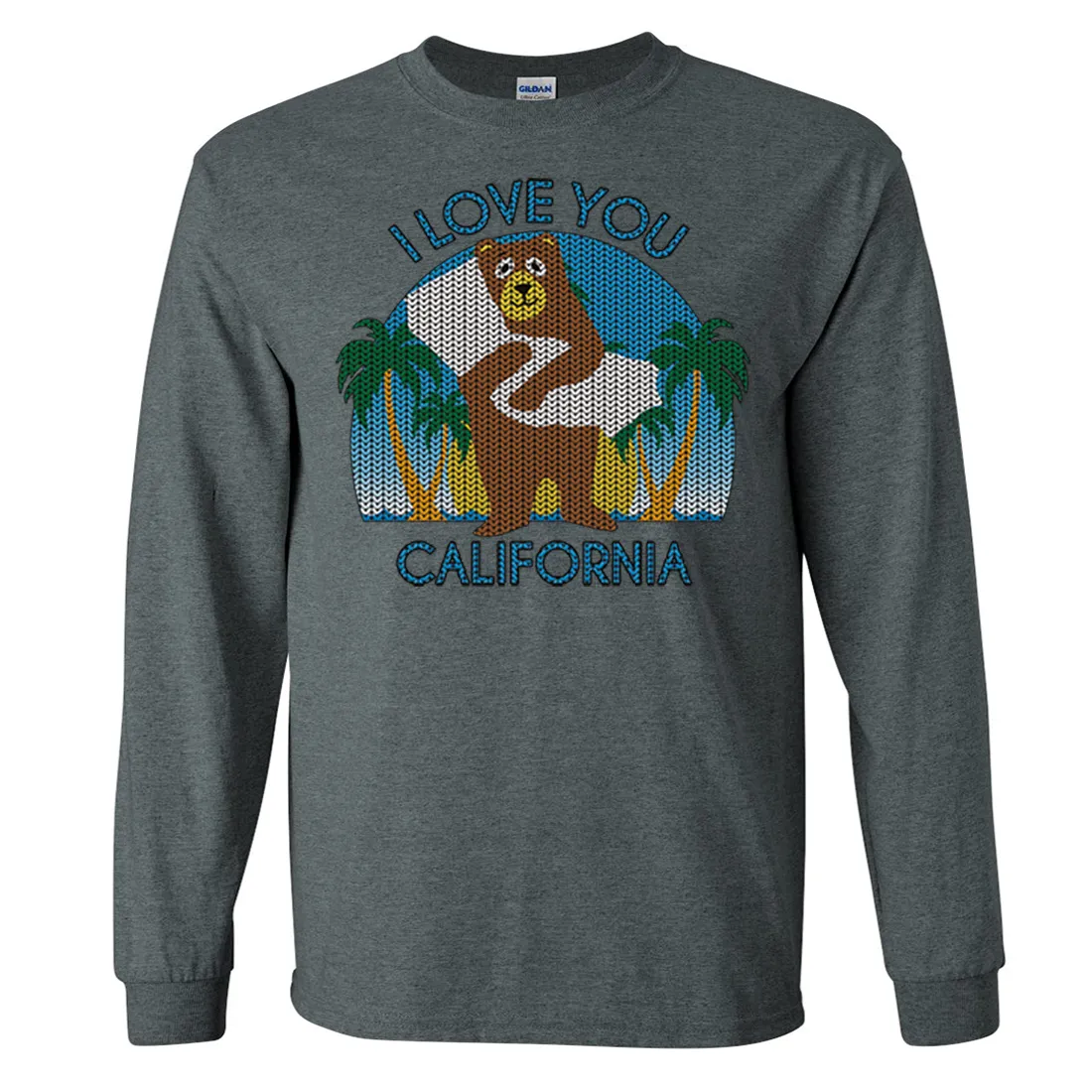 I Love You CA Knit Style Bear Long Sleeve Shirt