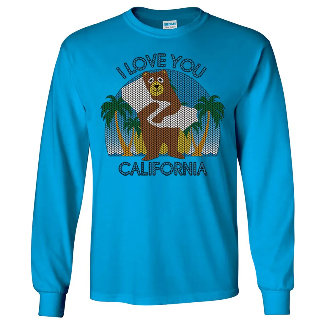 I Love You CA Knit Style Bear Long Sleeve Shirt
