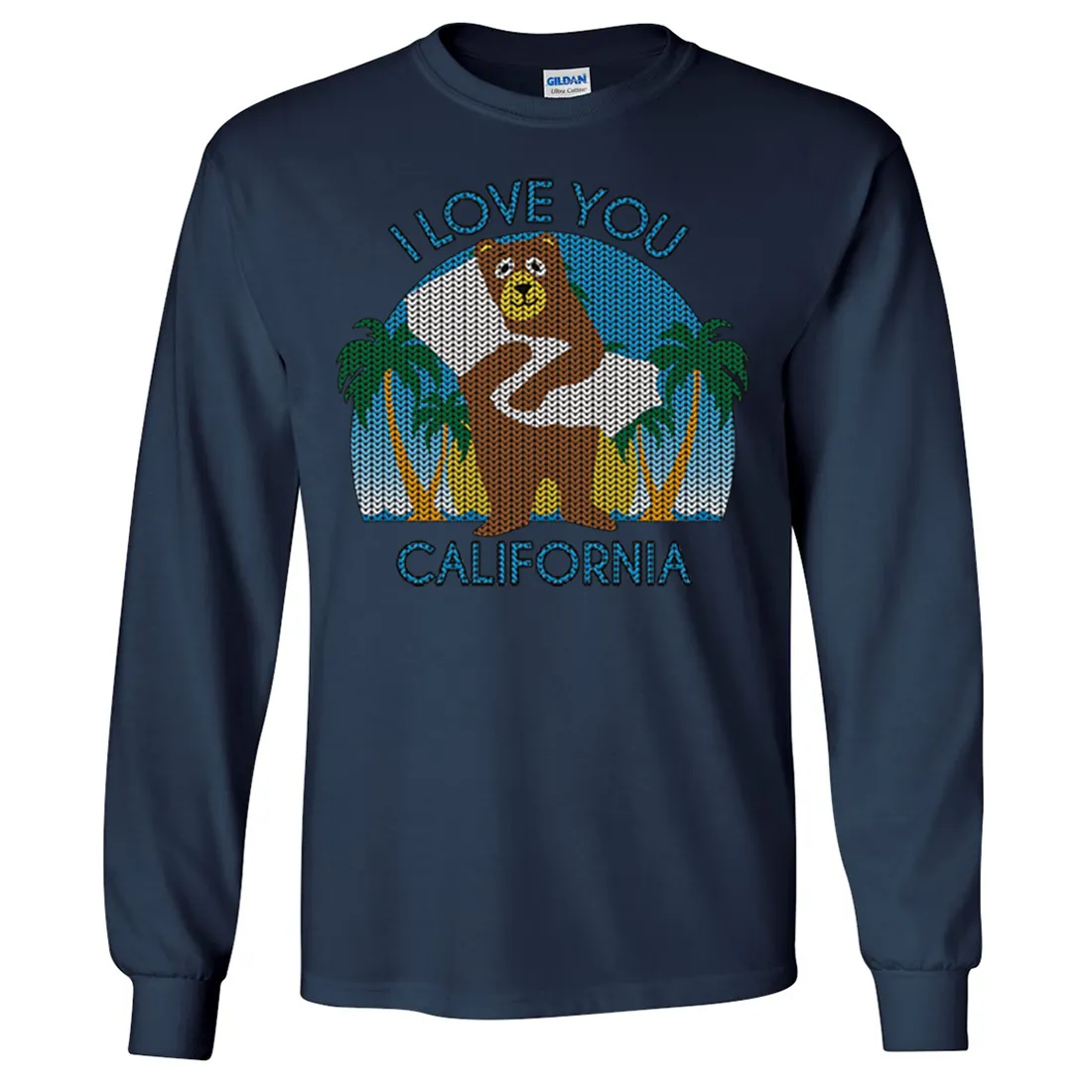 I Love You CA Knit Style Bear Long Sleeve Shirt