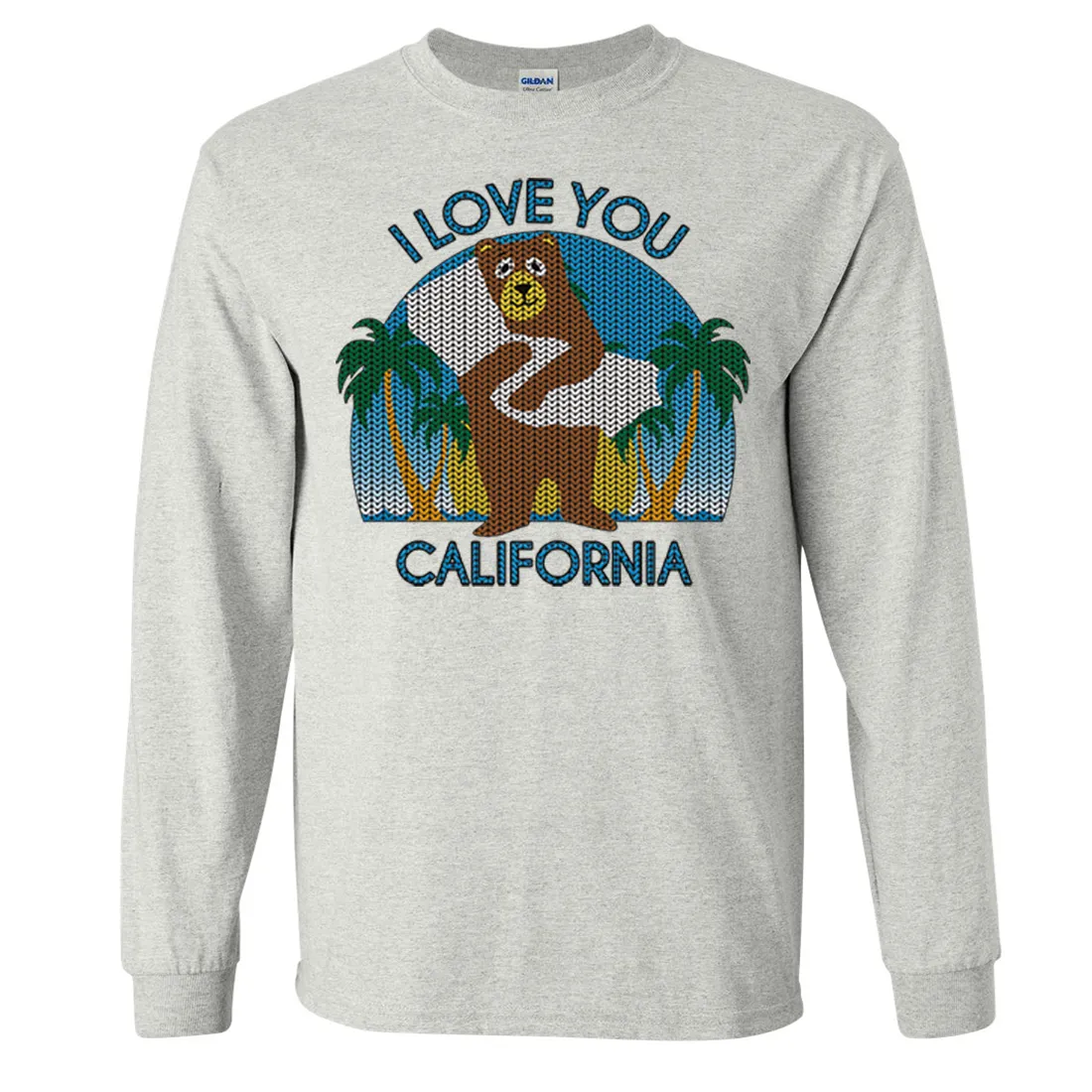 I Love You CA Knit Style Bear Long Sleeve Shirt