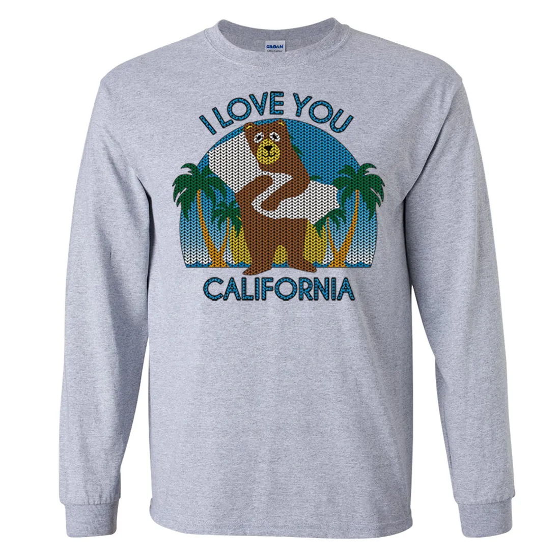 I Love You CA Knit Style Bear Long Sleeve Shirt