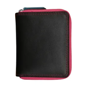 ILI New York RFID Small Multi Color Zip Wallet - Black Brights