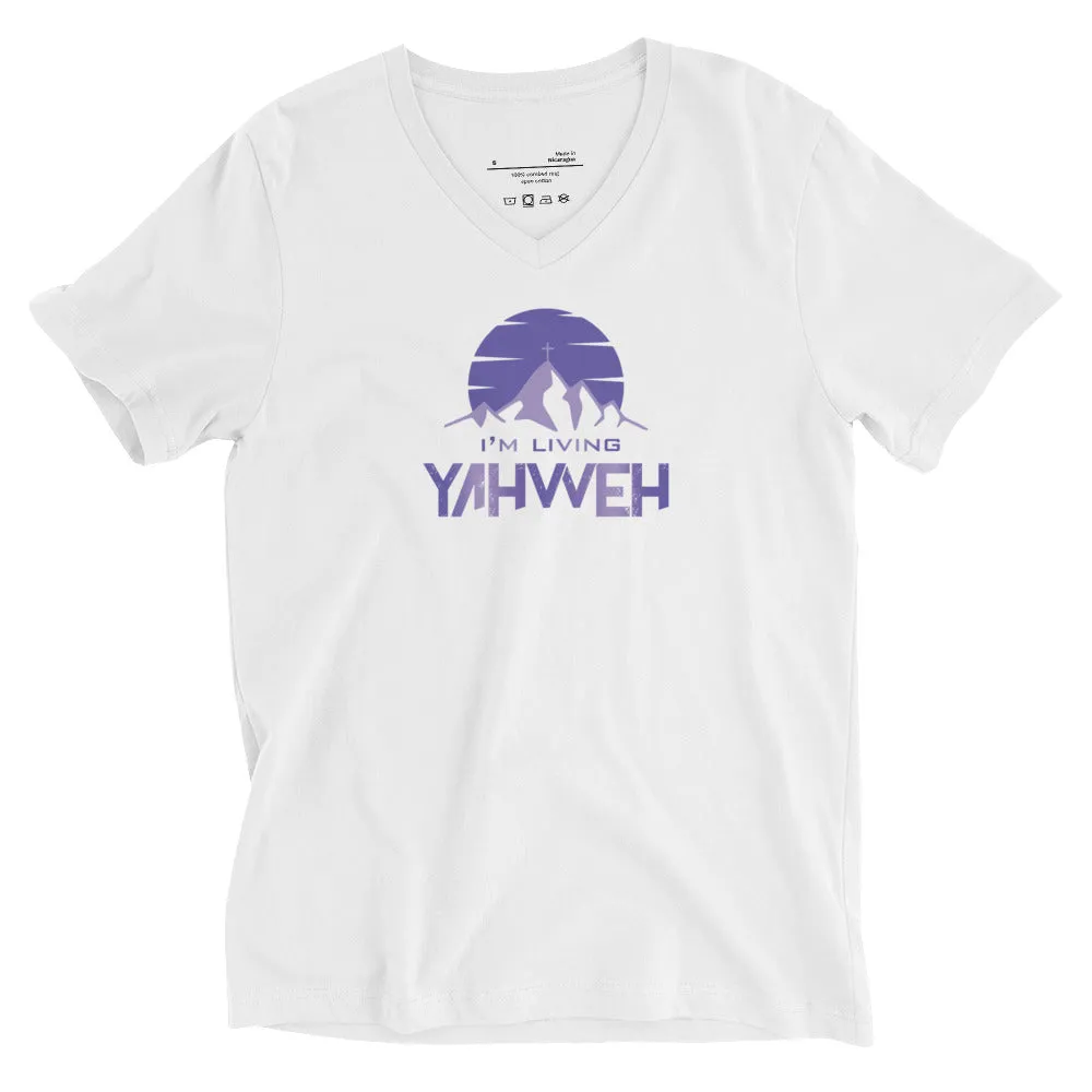I'm Living Yahweh | Unisex Short Sleeve V-Neck T-Shirt | Amethyst