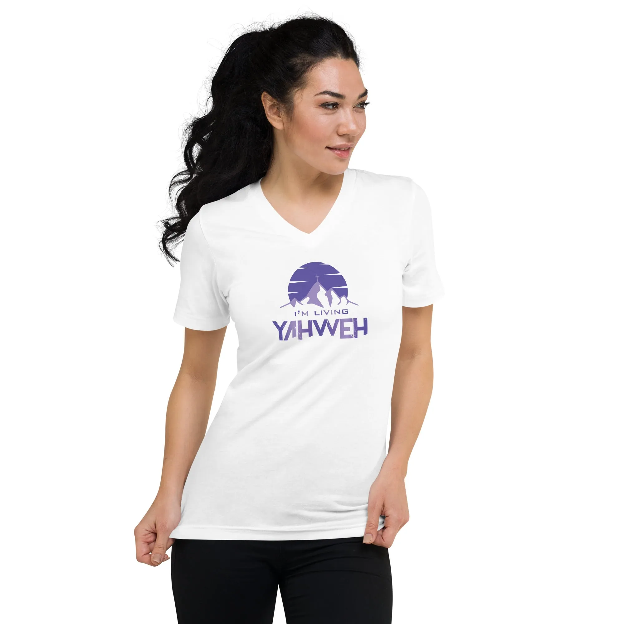 I'm Living Yahweh | Unisex Short Sleeve V-Neck T-Shirt | Amethyst