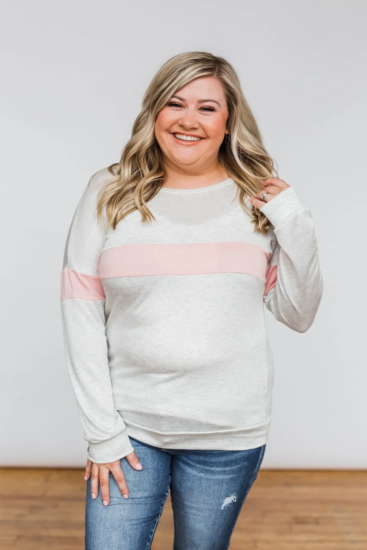 Including You & Me Long Sleeve Top- Pink
