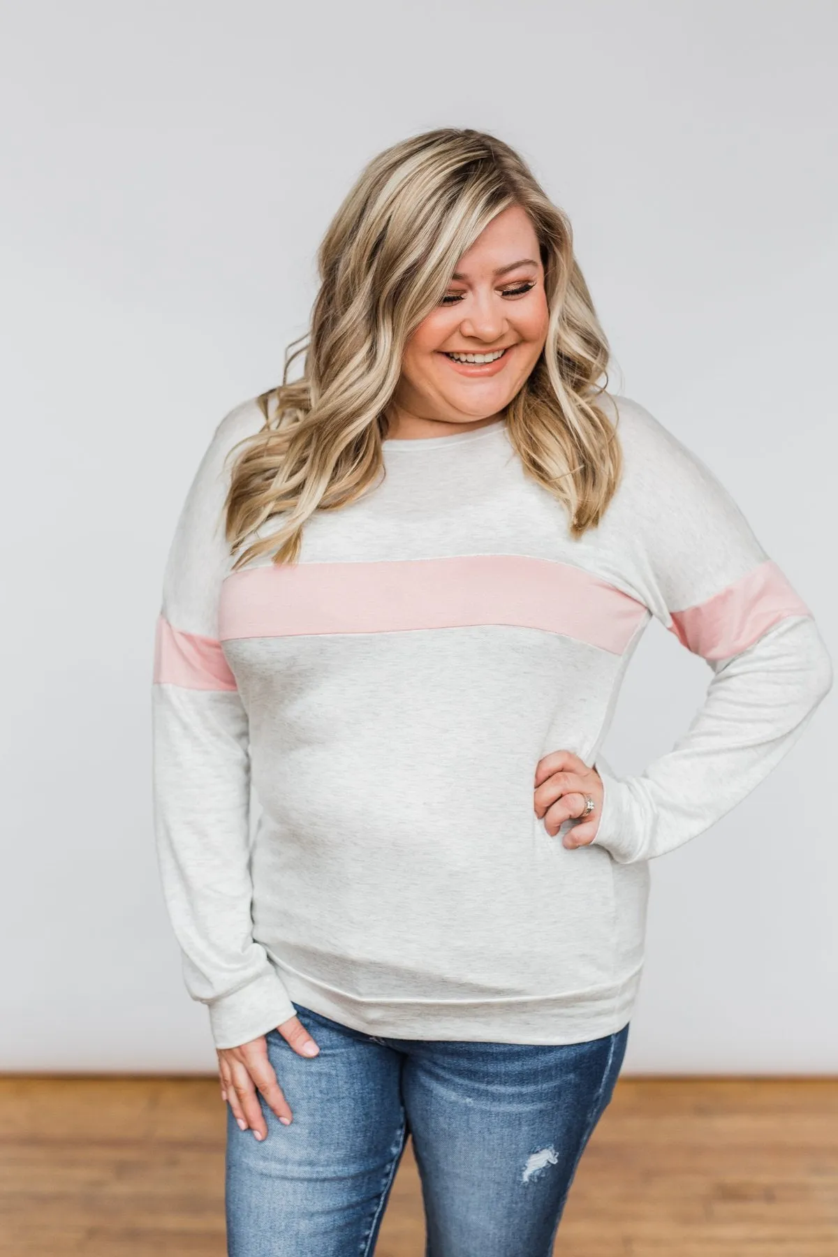 Including You & Me Long Sleeve Top- Pink
