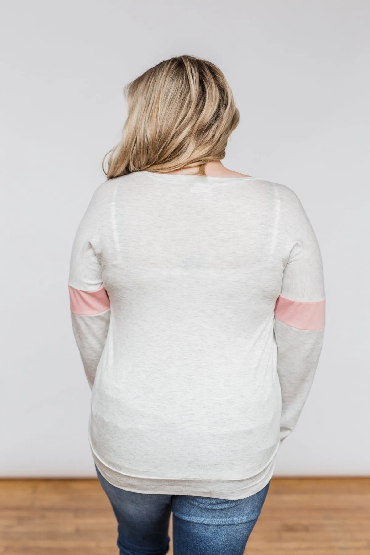 Including You & Me Long Sleeve Top- Pink