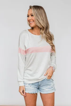Including You & Me Long Sleeve Top- Pink