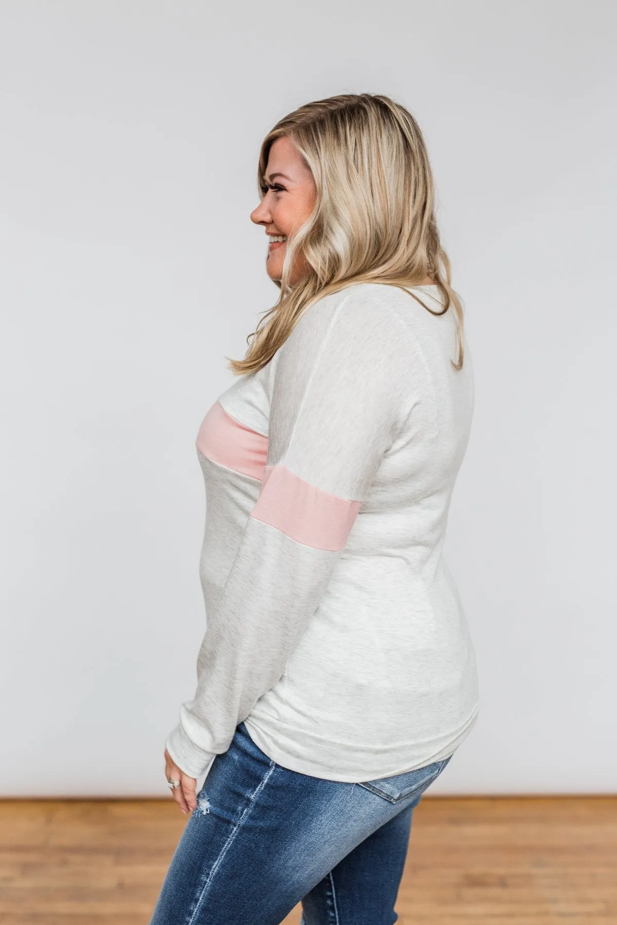 Including You & Me Long Sleeve Top- Pink