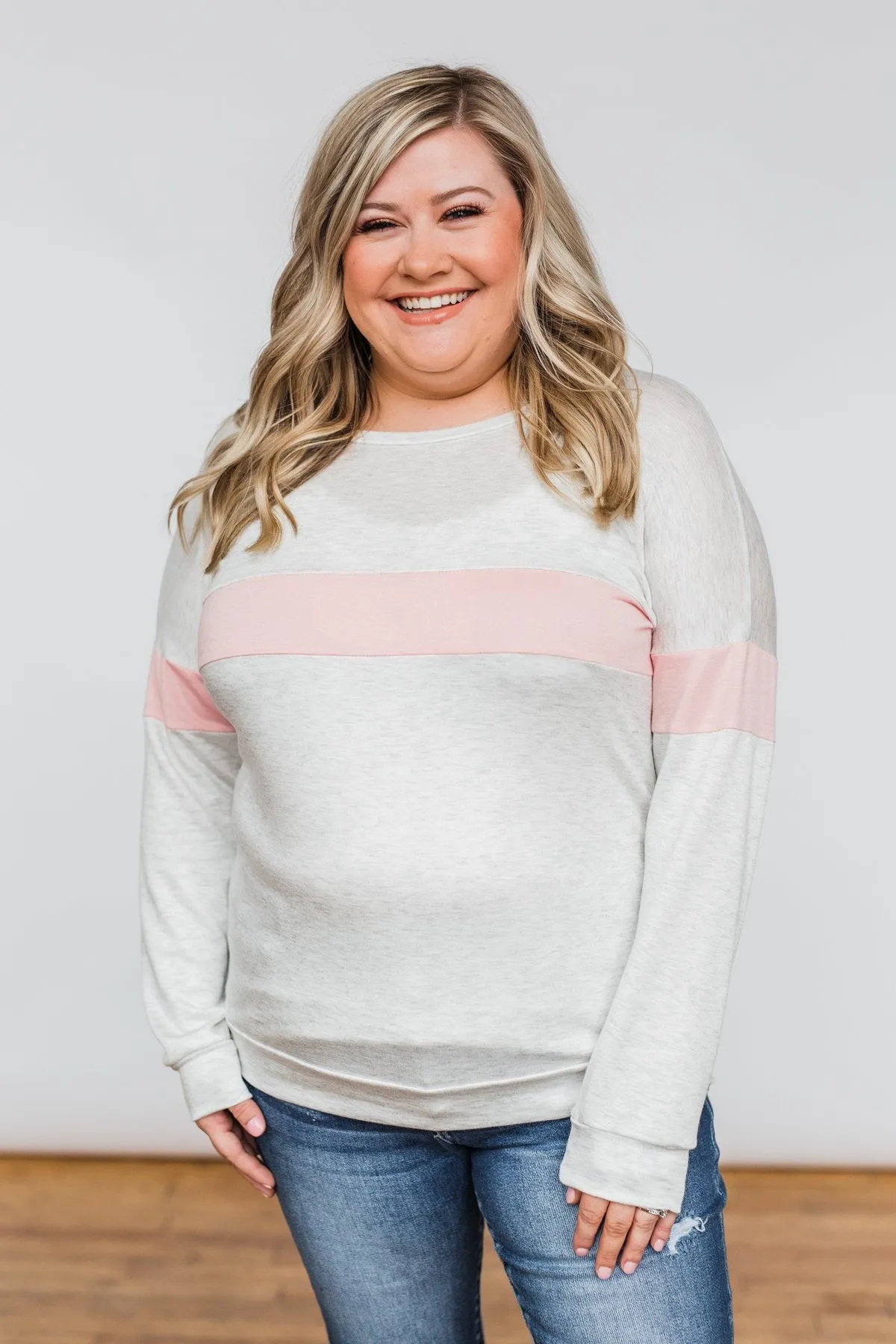 Including You & Me Long Sleeve Top- Pink