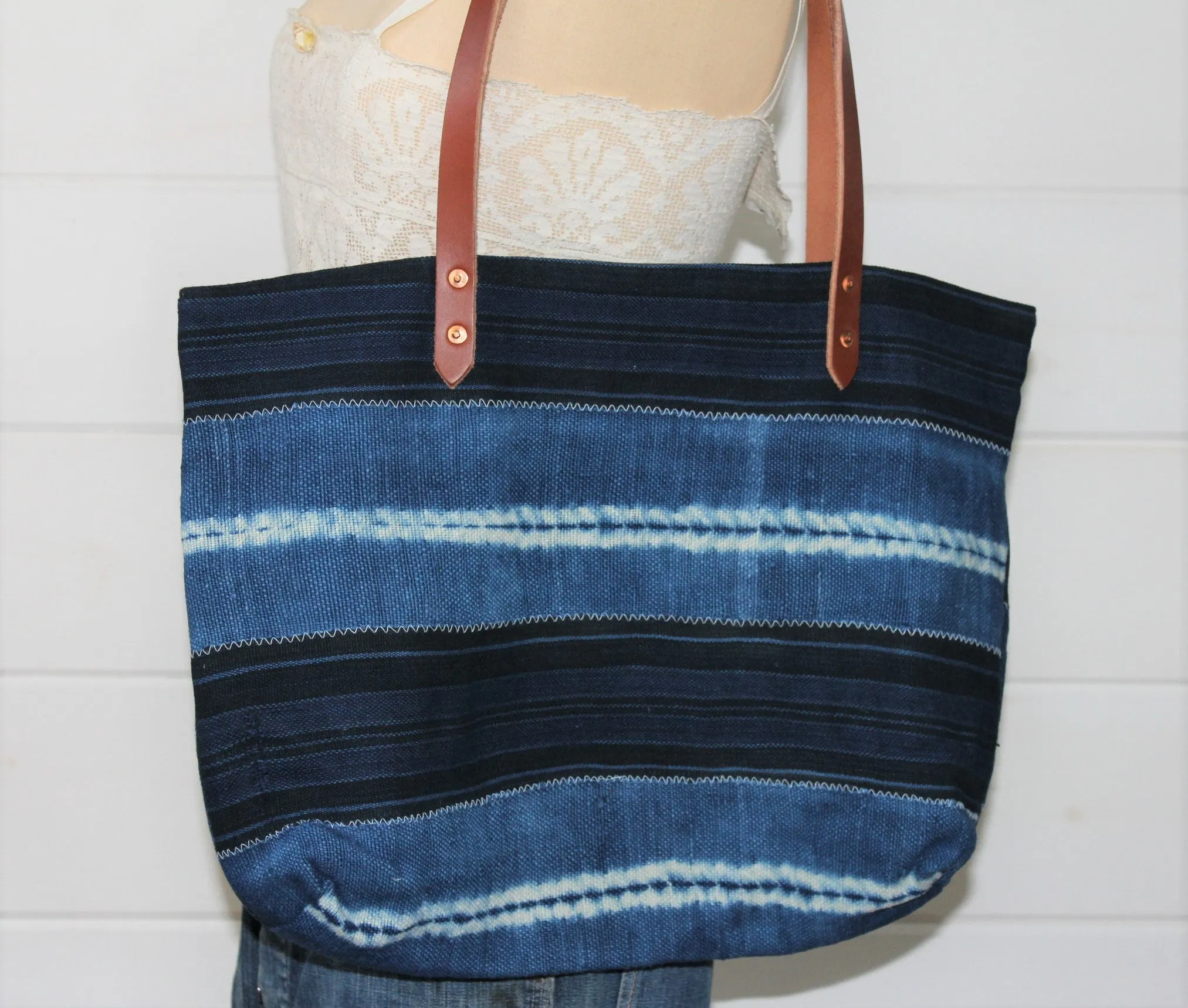 Indigo Stripe Tote