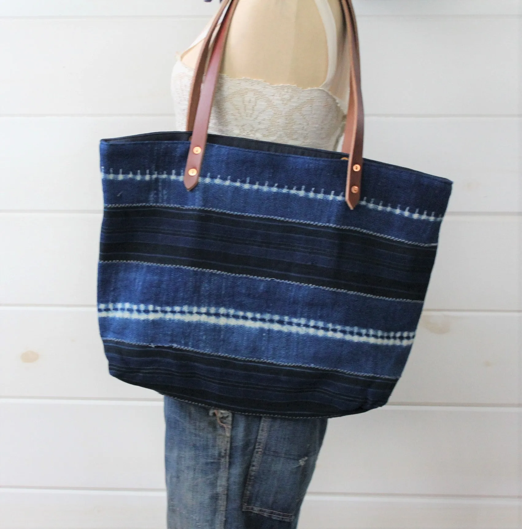 Indigo Stripe Tote