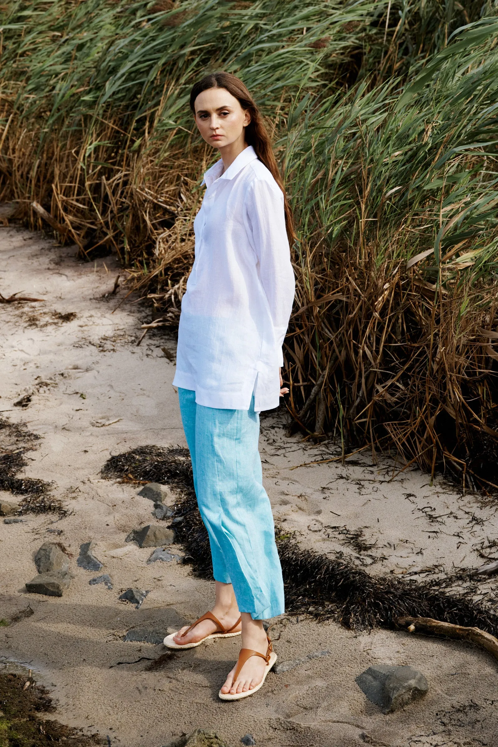 Inez Placket Tunic - White