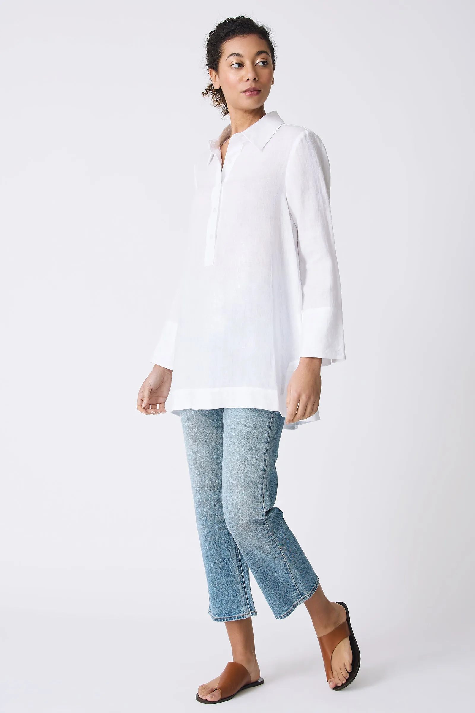 Inez Placket Tunic - White