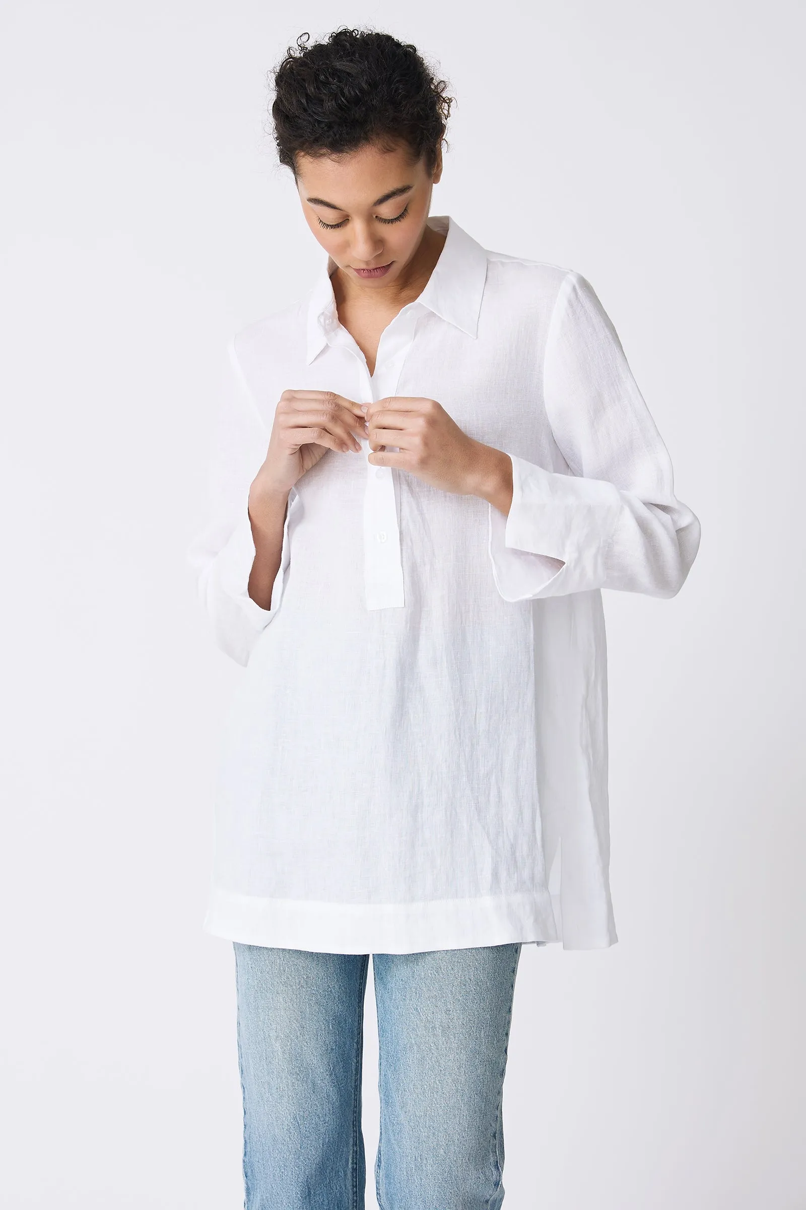 Inez Placket Tunic - White