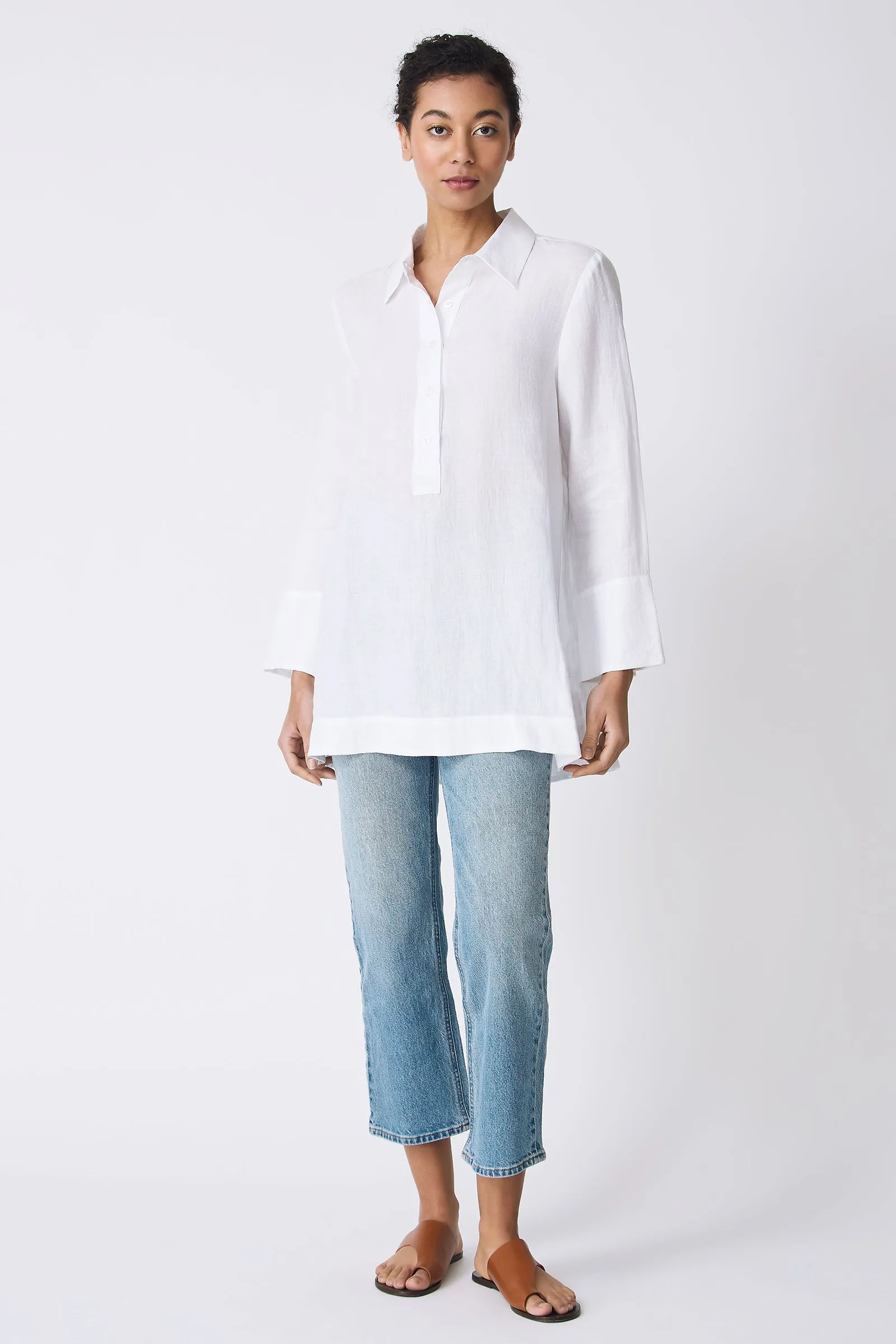 Inez Placket Tunic - White