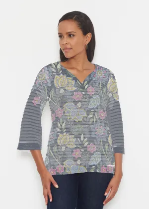 Isabellas Garden (13410) ~ Banded 3/4 Bell-Sleeve V-Neck Tunic