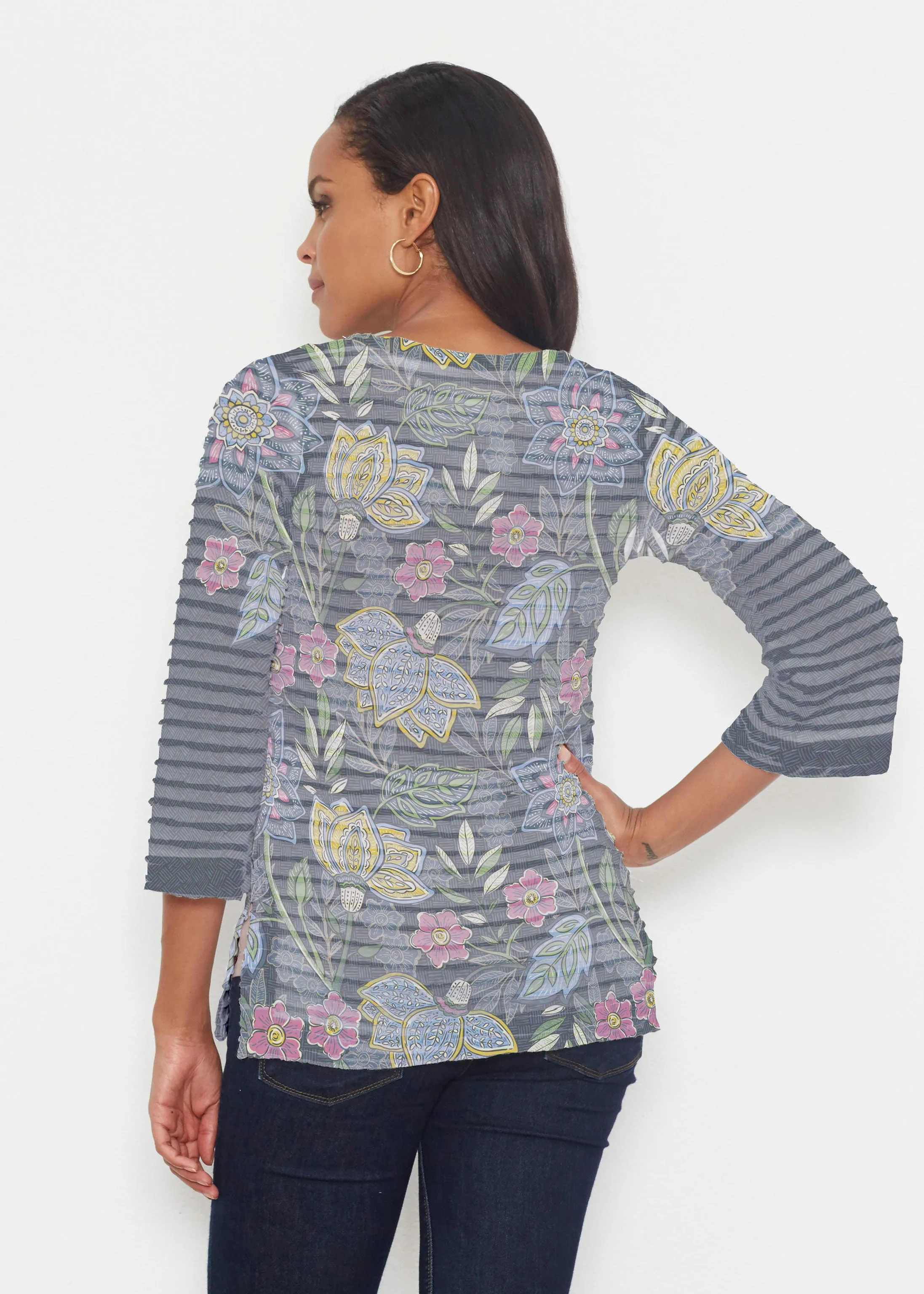 Isabellas Garden (13410) ~ Banded 3/4 Bell-Sleeve V-Neck Tunic