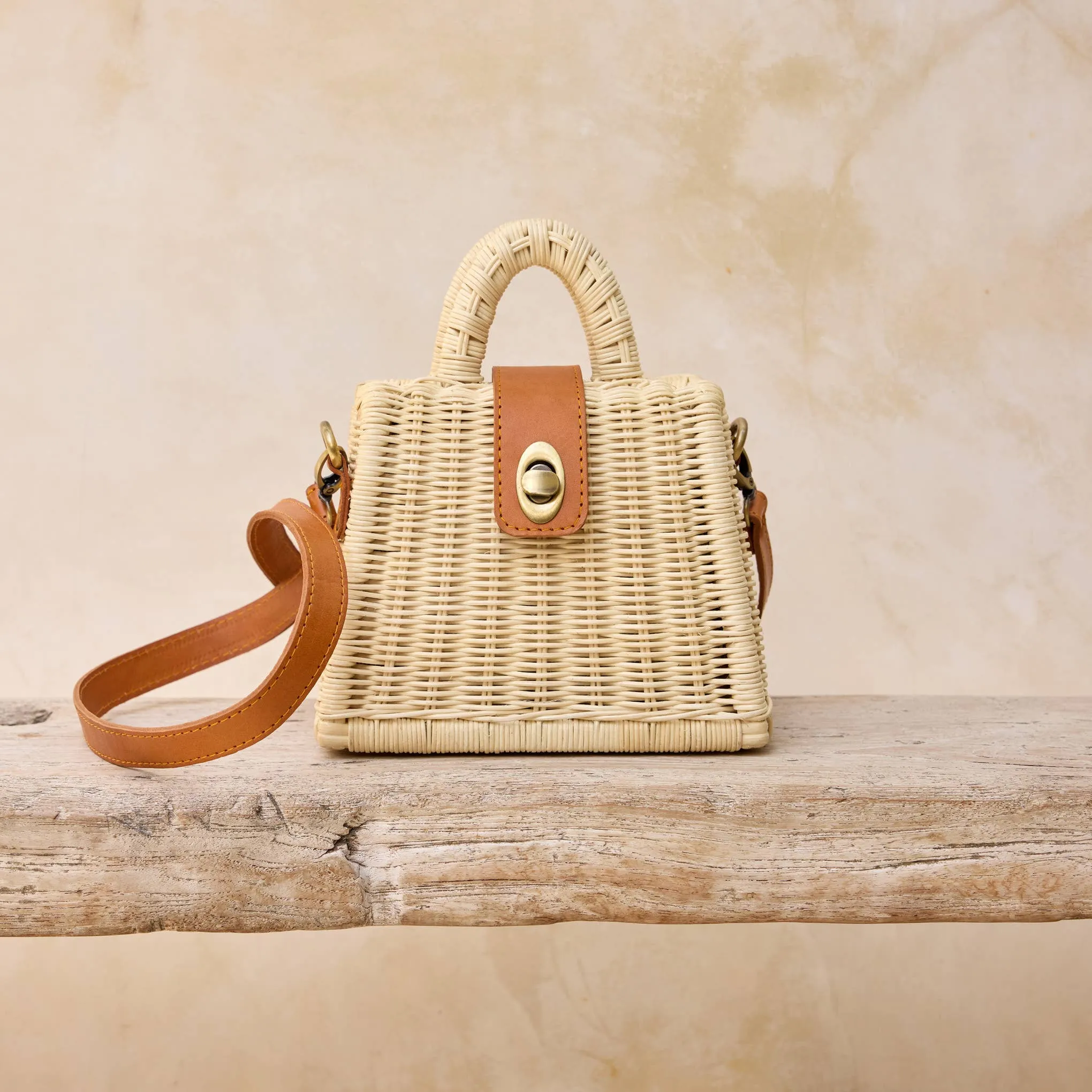 Ivory Rattan Petite Handbag