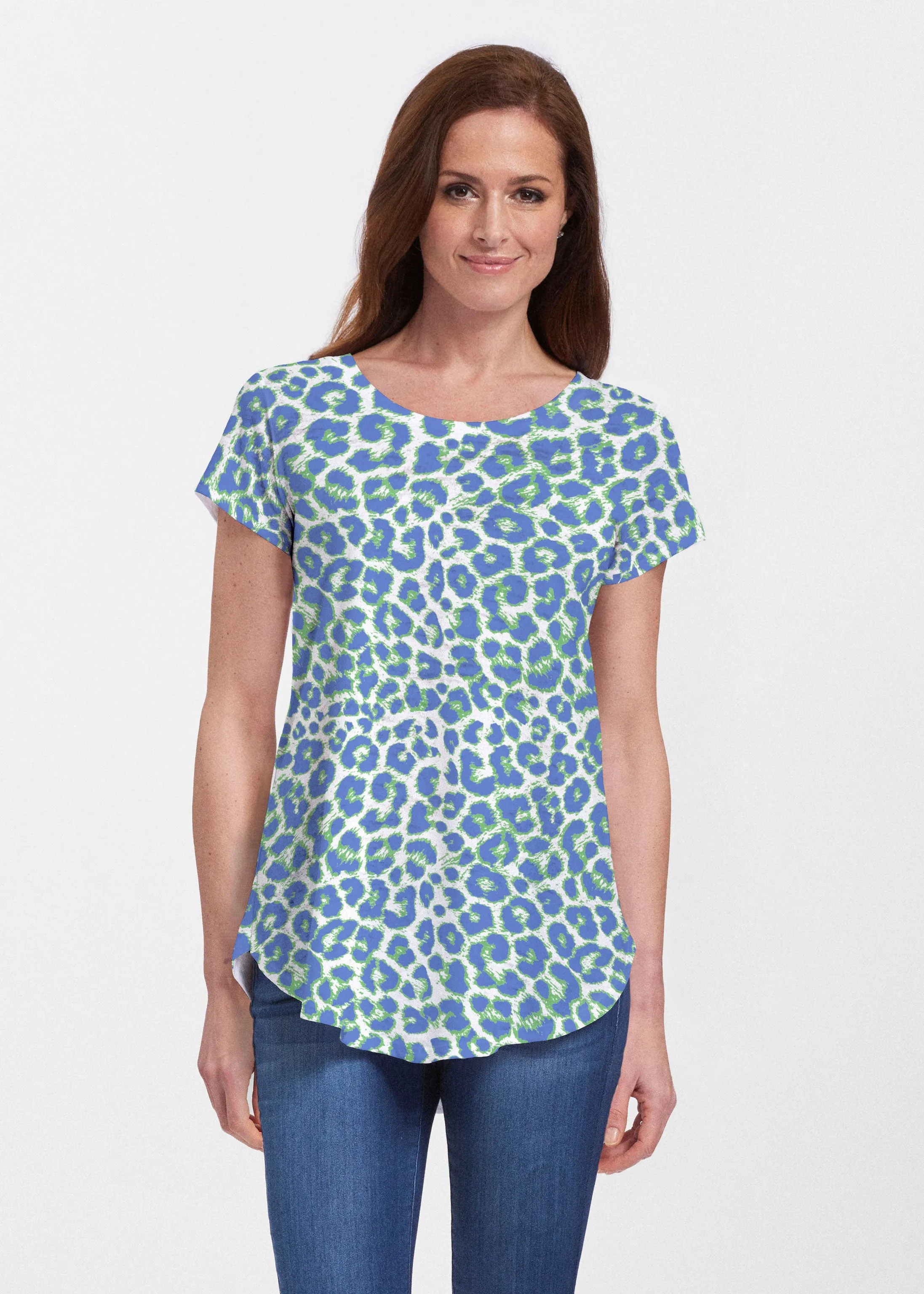 Jaguar Royal (7287) ~ Signature Short Sleeve Scoop Neck Flowy Tunic