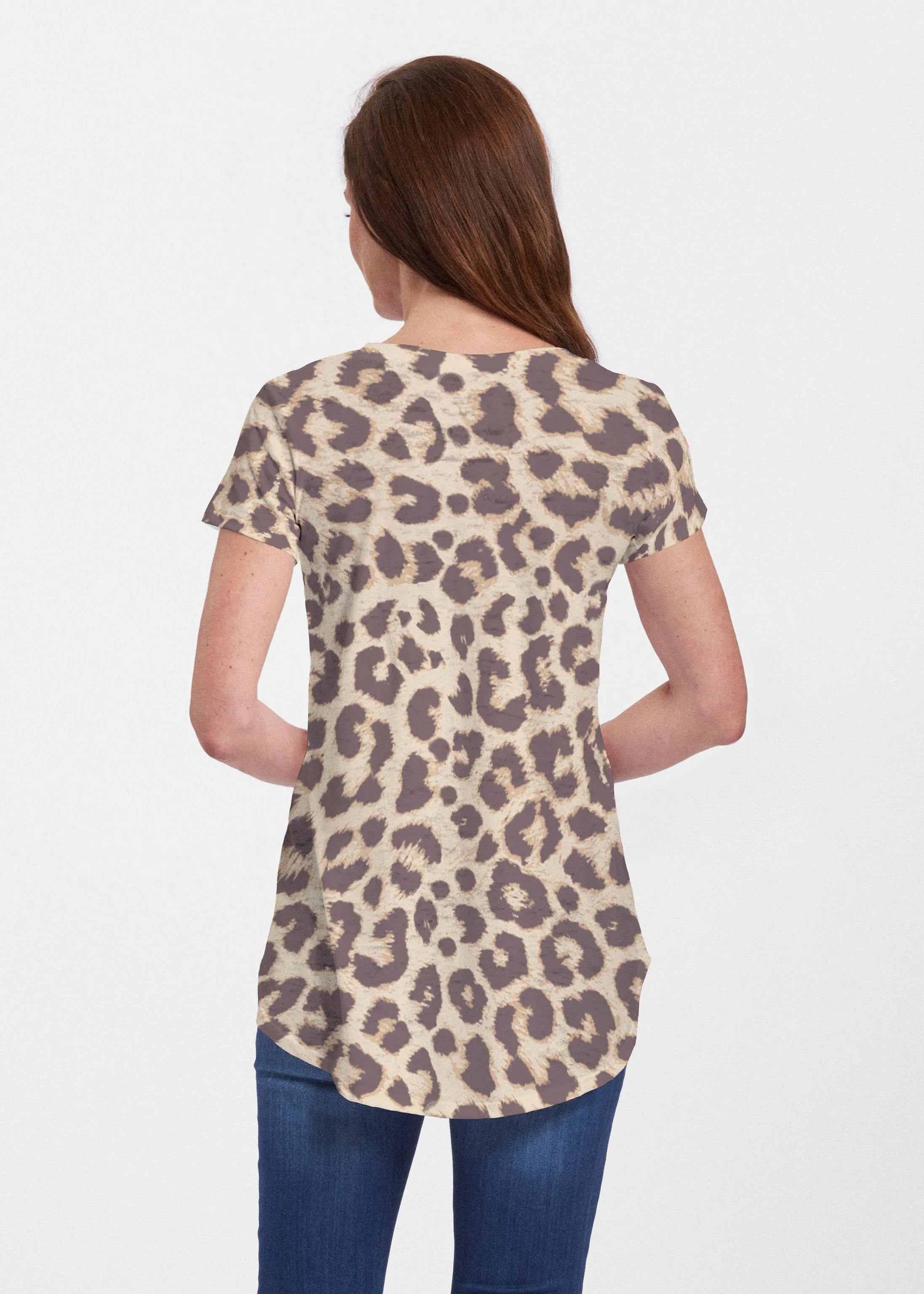 Jaguar Sand (7280) ~ Signature Short Sleeve Scoop Neck Flowy Tunic