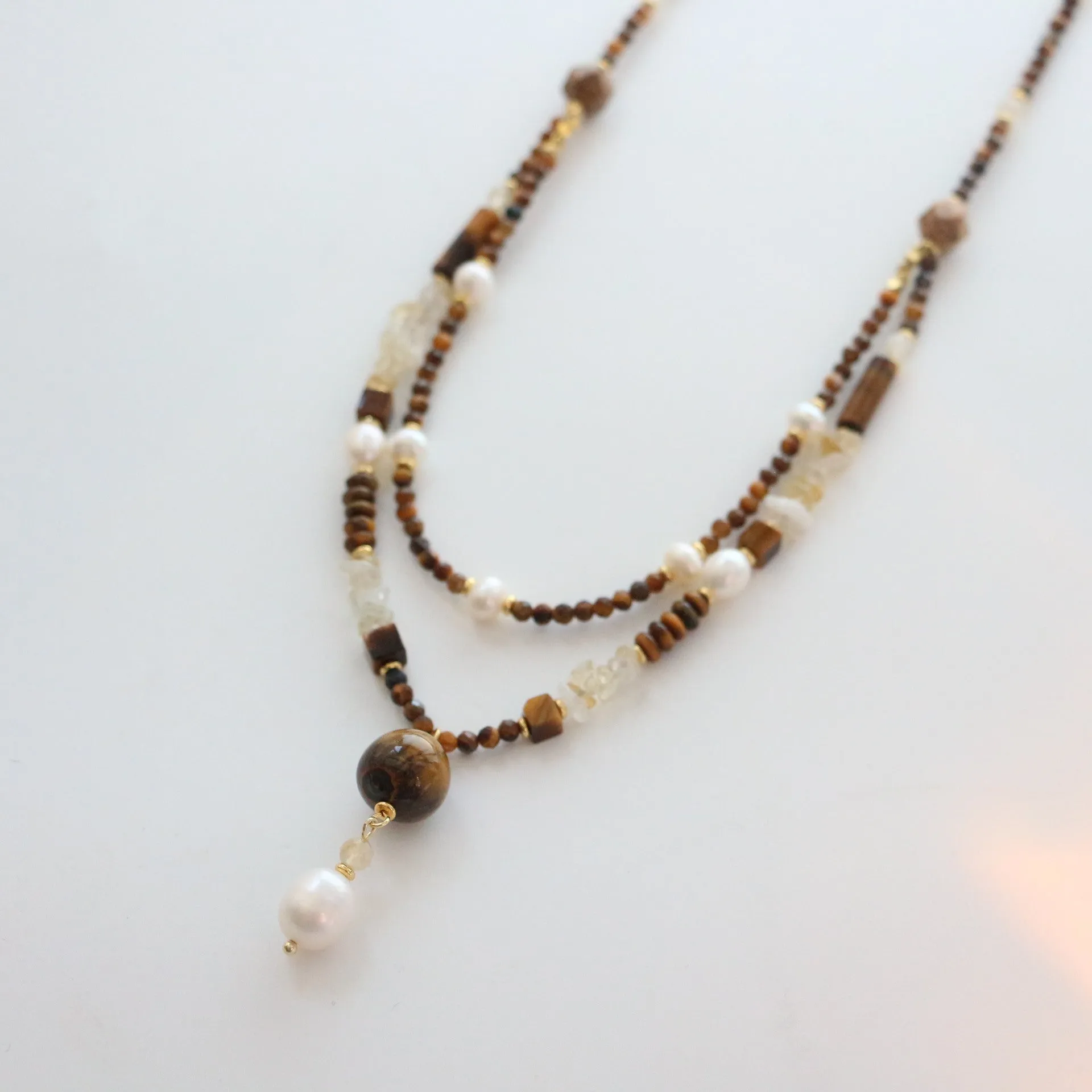 Jekira Tiger’s Eye & Citrine Double-Layer Necklace