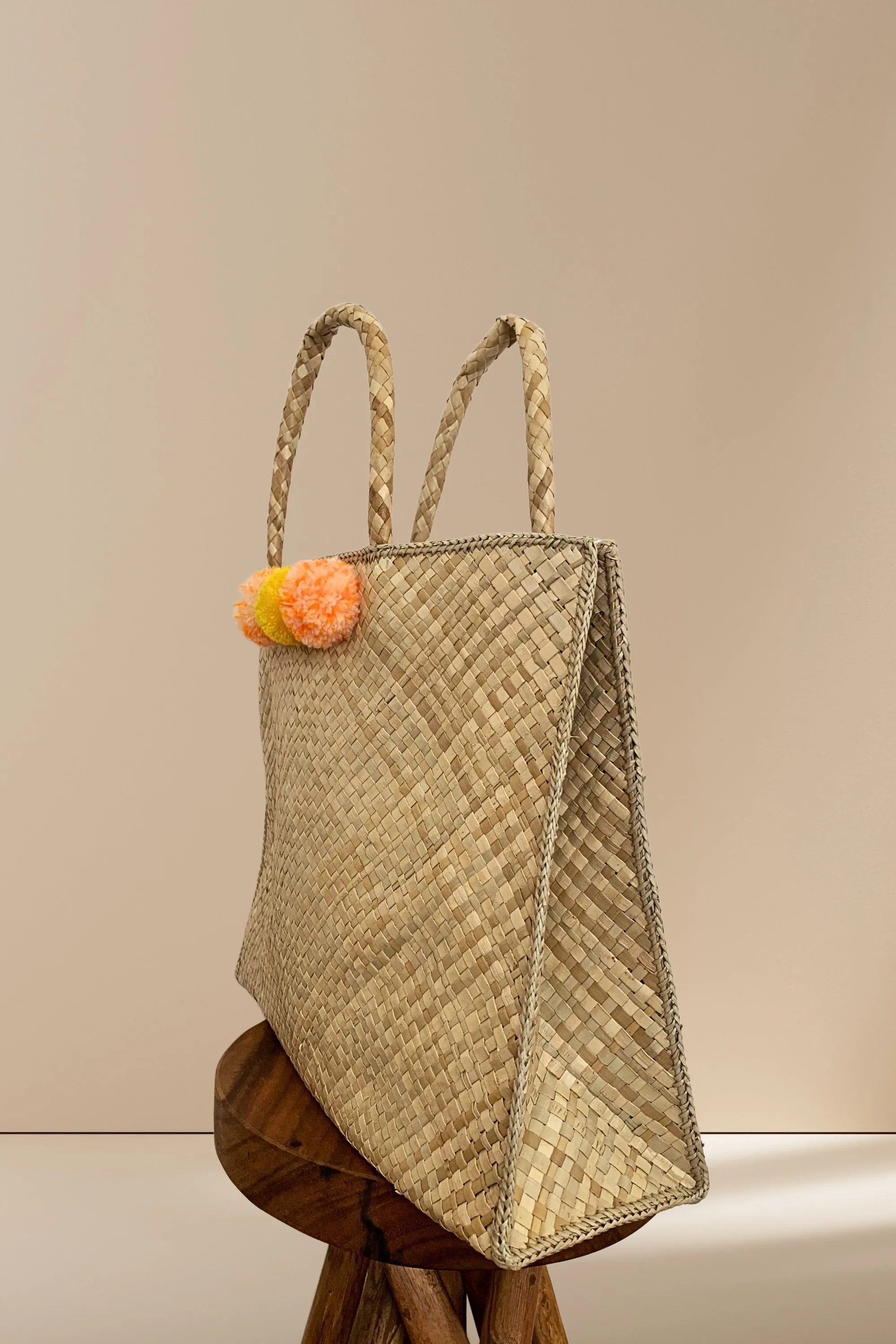 Jennifer Pom Pom Oversized Straw Tote