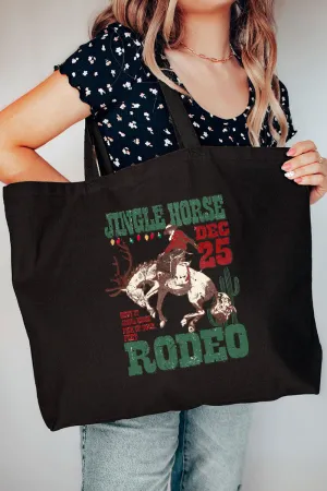 Jingle Horses Rodeo Canvas Jumbo Tote