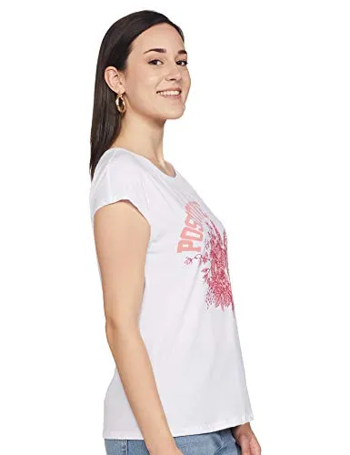 Jockey Women's Plain Regular fit T-Shirt (AW54_White Large)