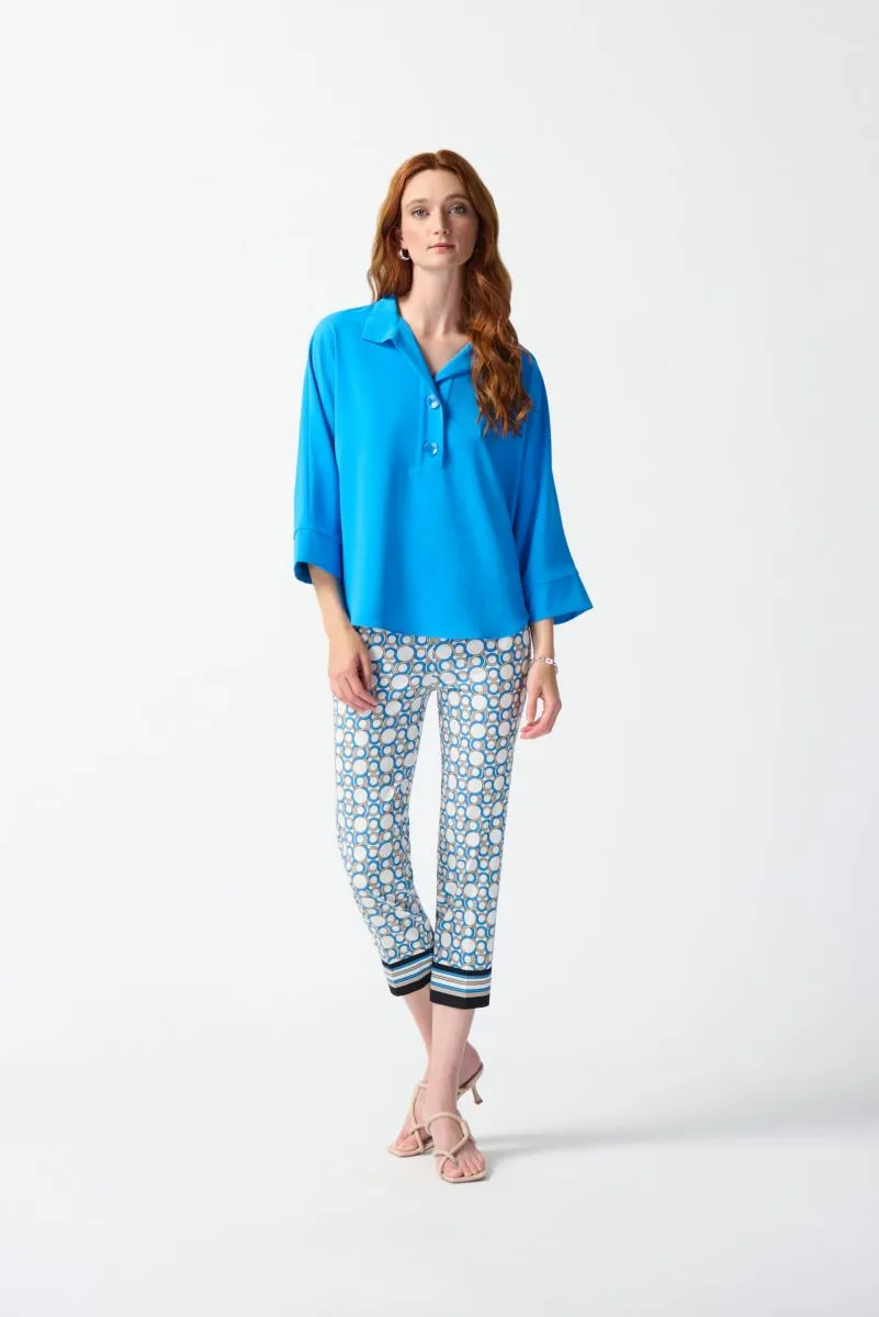 Joseph Ribkoff Collared 3/4 Sleeve Boxy Top 242057