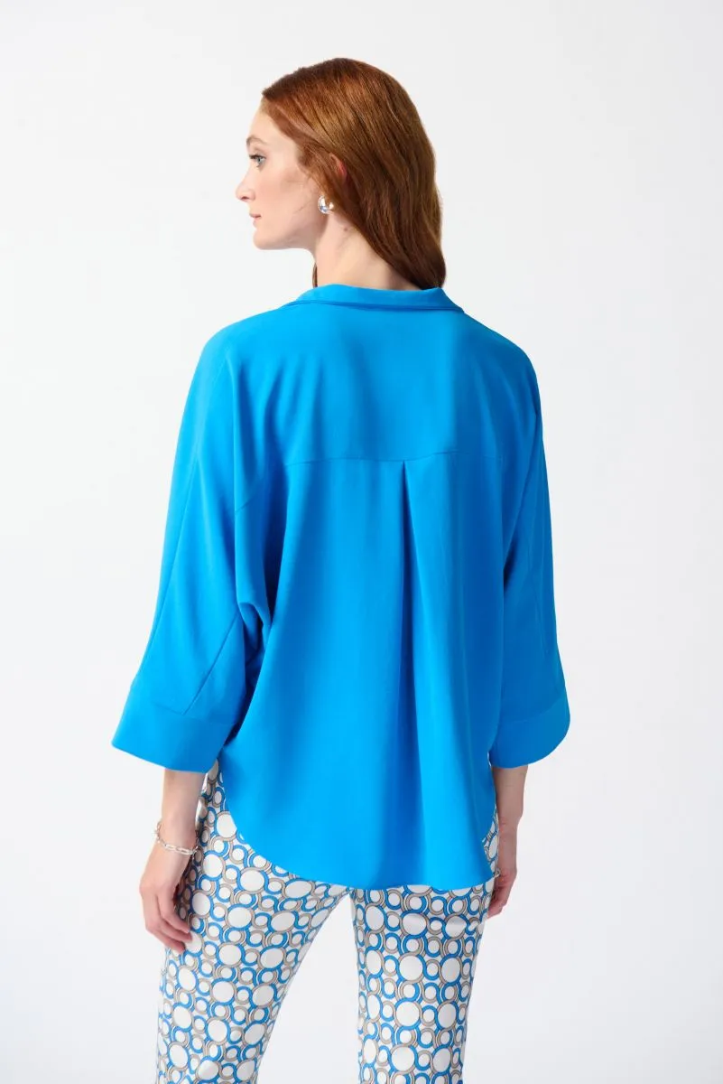 Joseph Ribkoff Collared 3/4 Sleeve Boxy Top 242057
