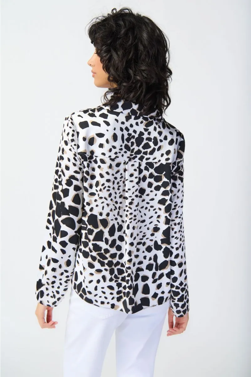 Joseph Ribkoff Vanilla/Multi Animal Print Cowl Neck Long Sleeve Top 241303