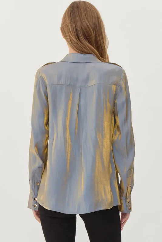 Juliete Shimmering Flap Pockets Top