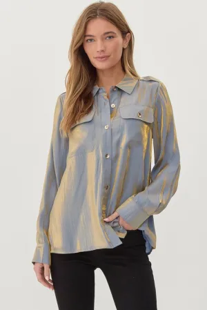 Juliete Shimmering Flap Pockets Top