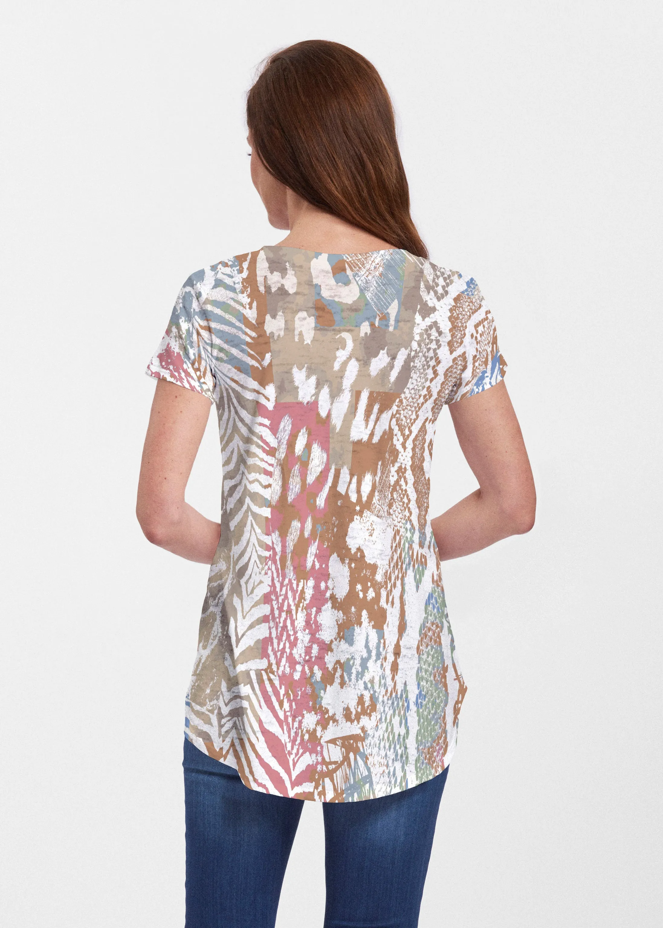 Jungle Warrior (7849) ~ Signature Short Sleeve Scoop Neck Flowy Tunic